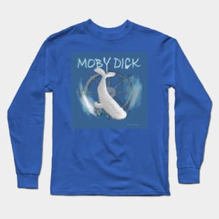 Moby Dick on blue Long Sleeve T-Shirt